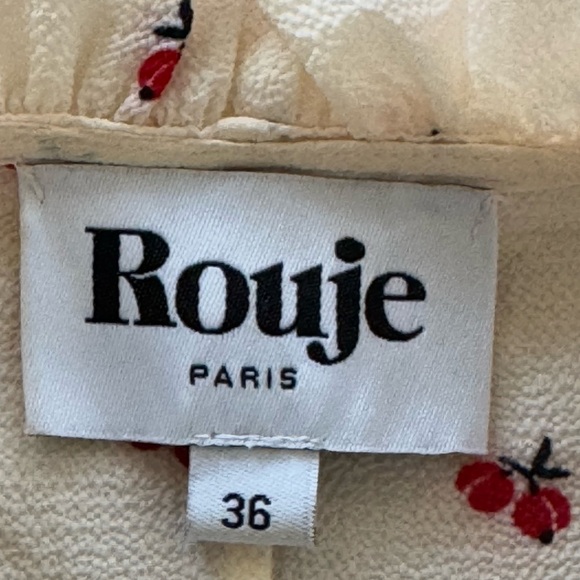 Rouje Paris Frou Frou Wrap Top Cherry Print Ruffle 36 XS/S - Picture 10 of 11